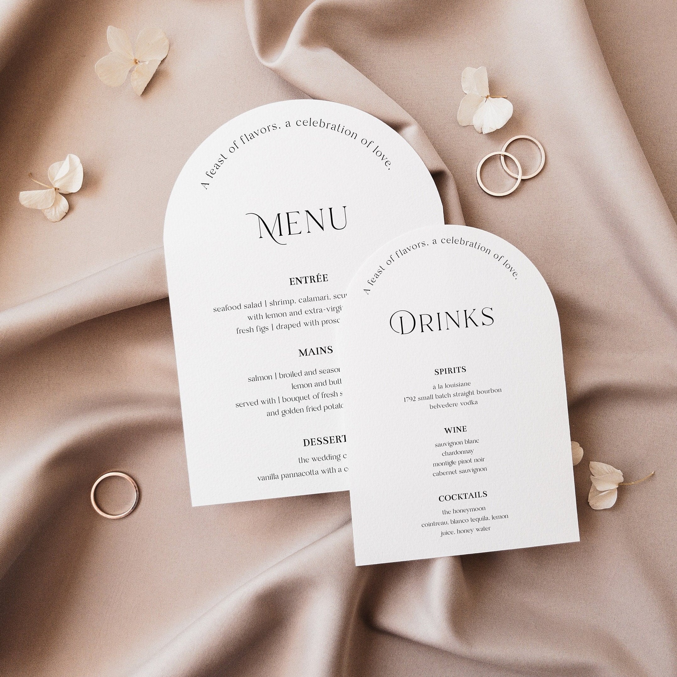 Arch Wedding Menu Template, Minimalist Modern Drink Menu (Canva, Instant Download) — main preview