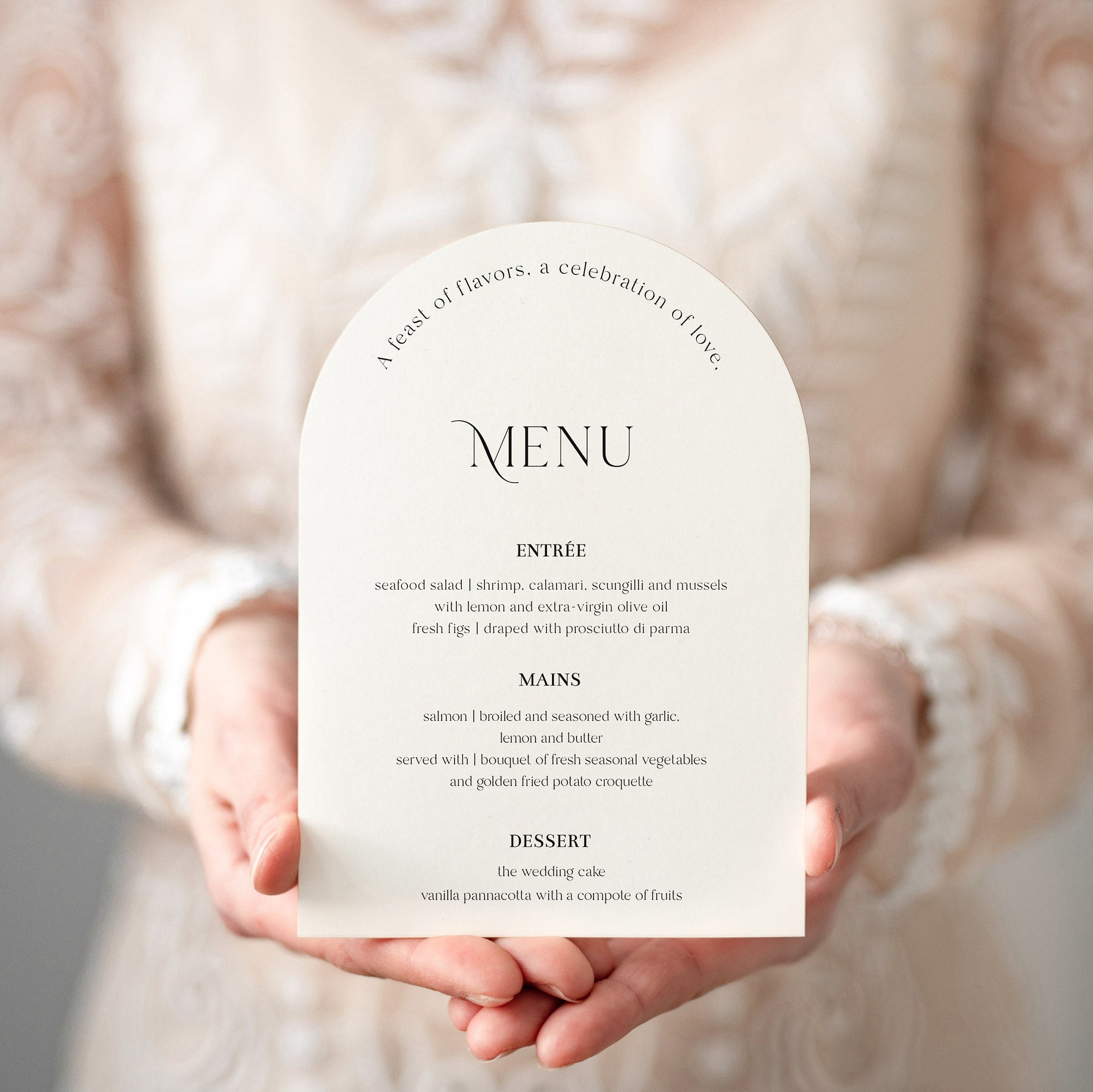Arch Wedding Menu Template, Minimalist Modern Drink Menu (Canva, Instant Download) — alternate color variant