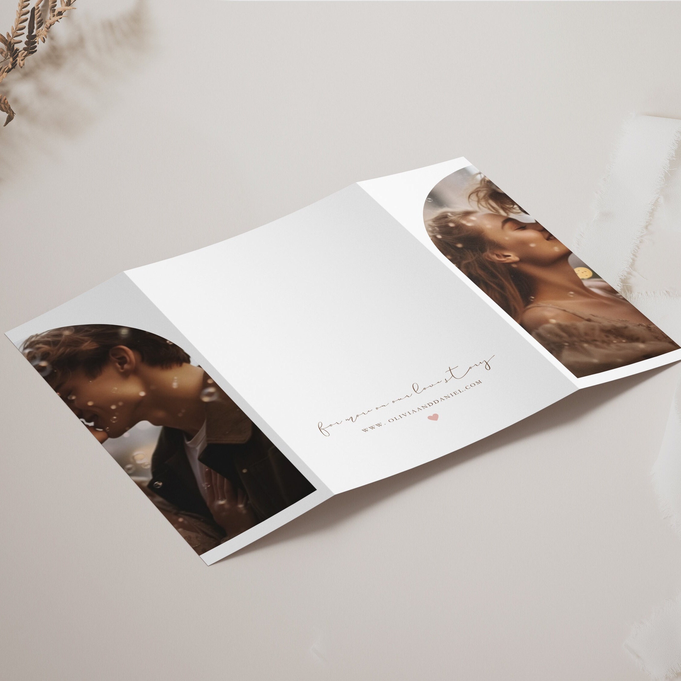 Arch Gatefold Wedding Invitation Template: Canva Trifold With Photo Design, Inst - image 9