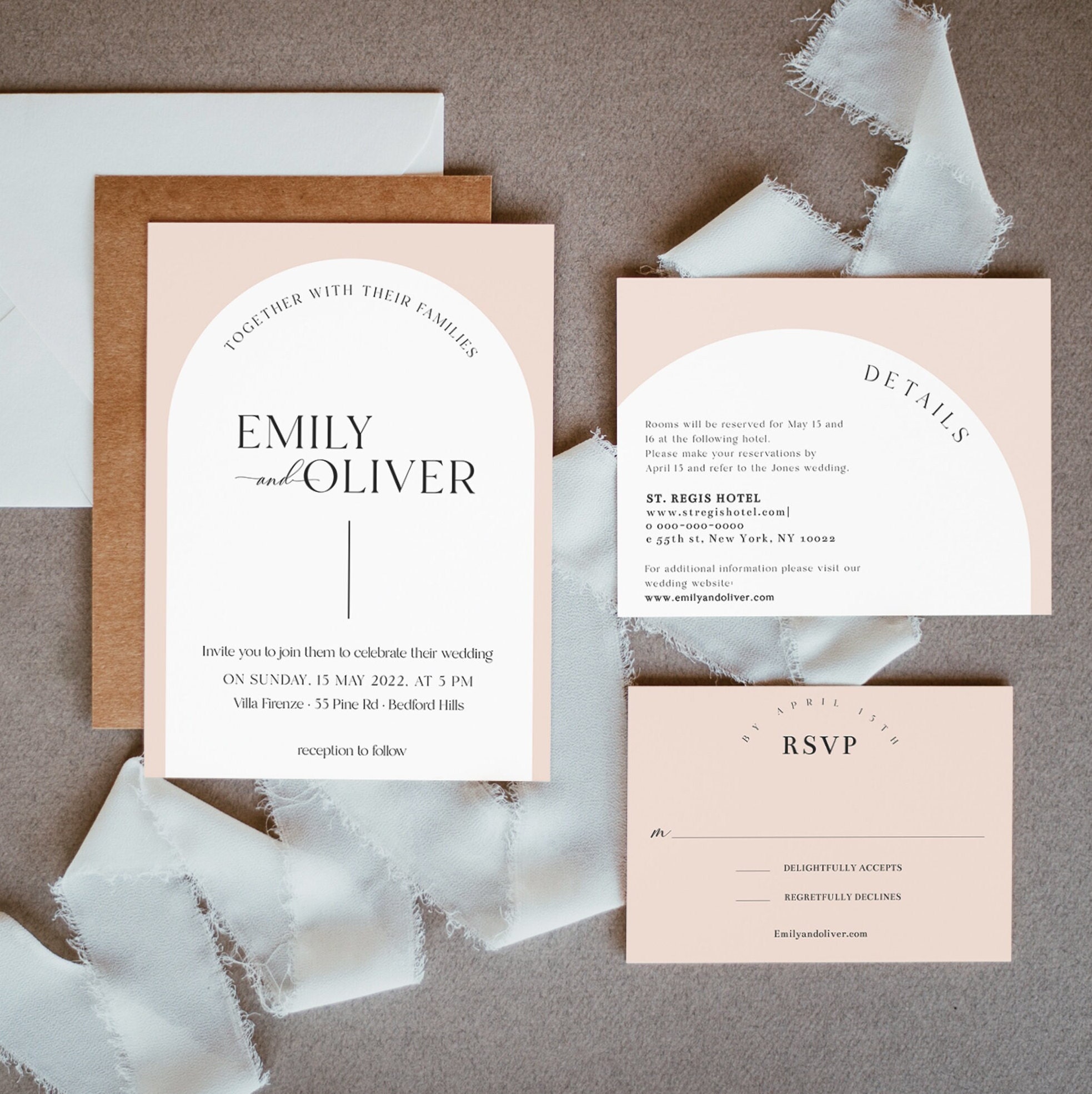 Arch Wedding Invitation Suite Template,  Boho Wedding, RSVP, Details, Instant Do