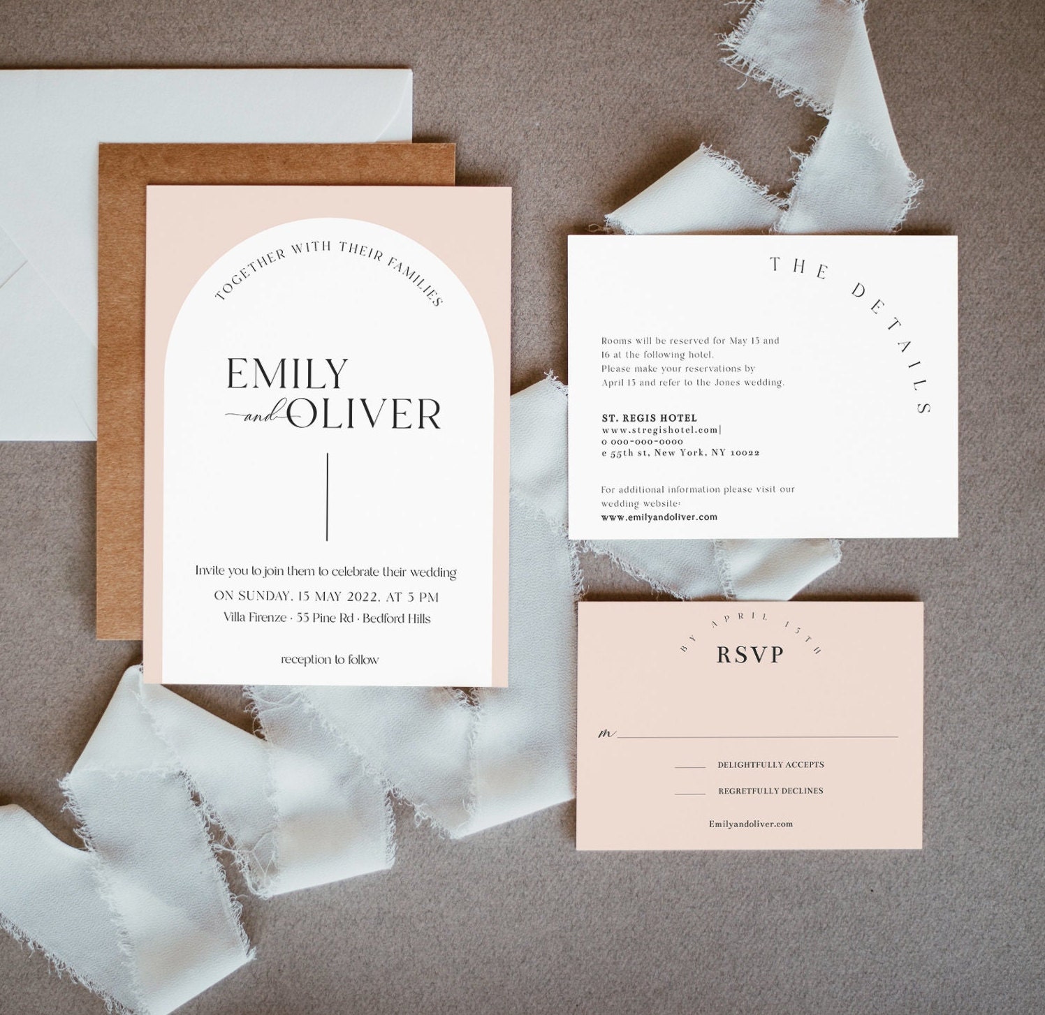 Arch Wedding Invitation Suite Template,  Boho Wedding, RSVP, Details, Instant Do - image 4