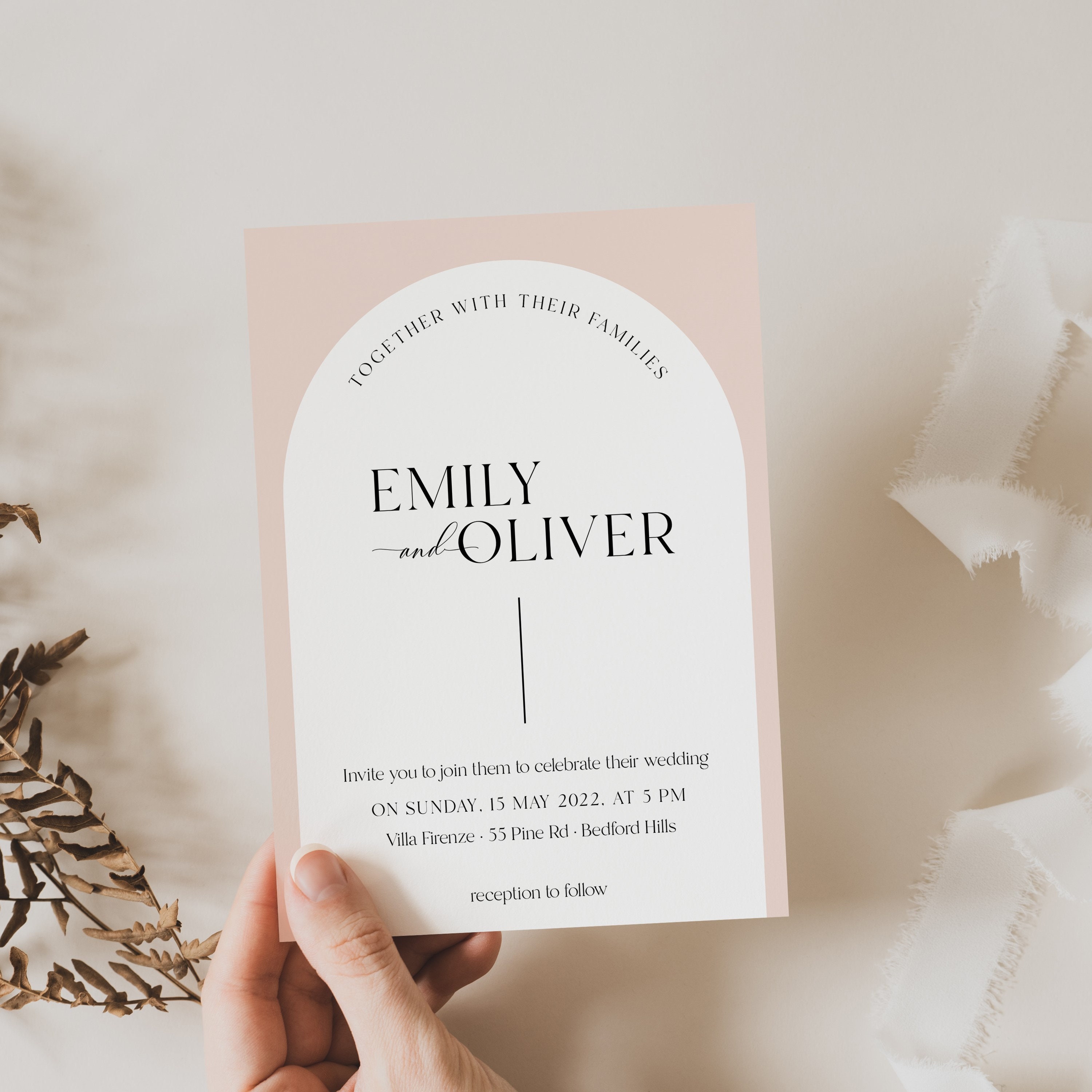 Arch Wedding Invitation Suite Template,  Boho Wedding, RSVP, Details, Instant Do - image 5