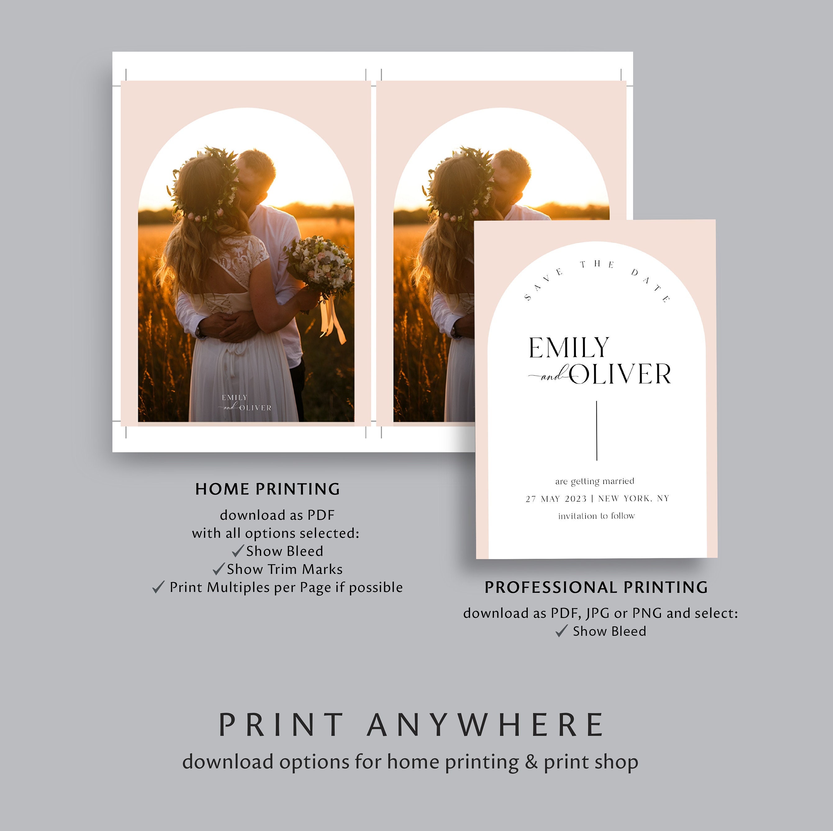 Arch Wedding Invitation Suite Template,  Boho Wedding, RSVP, Details, Instant Do - image 7