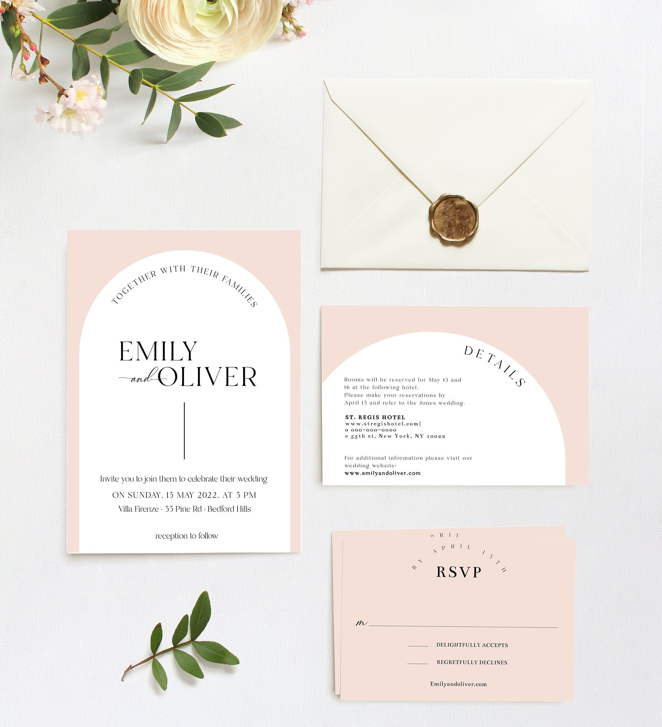 Arch Wedding Invitation Suite Template,  Boho Wedding, RSVP, Details, Instant Do - image 9