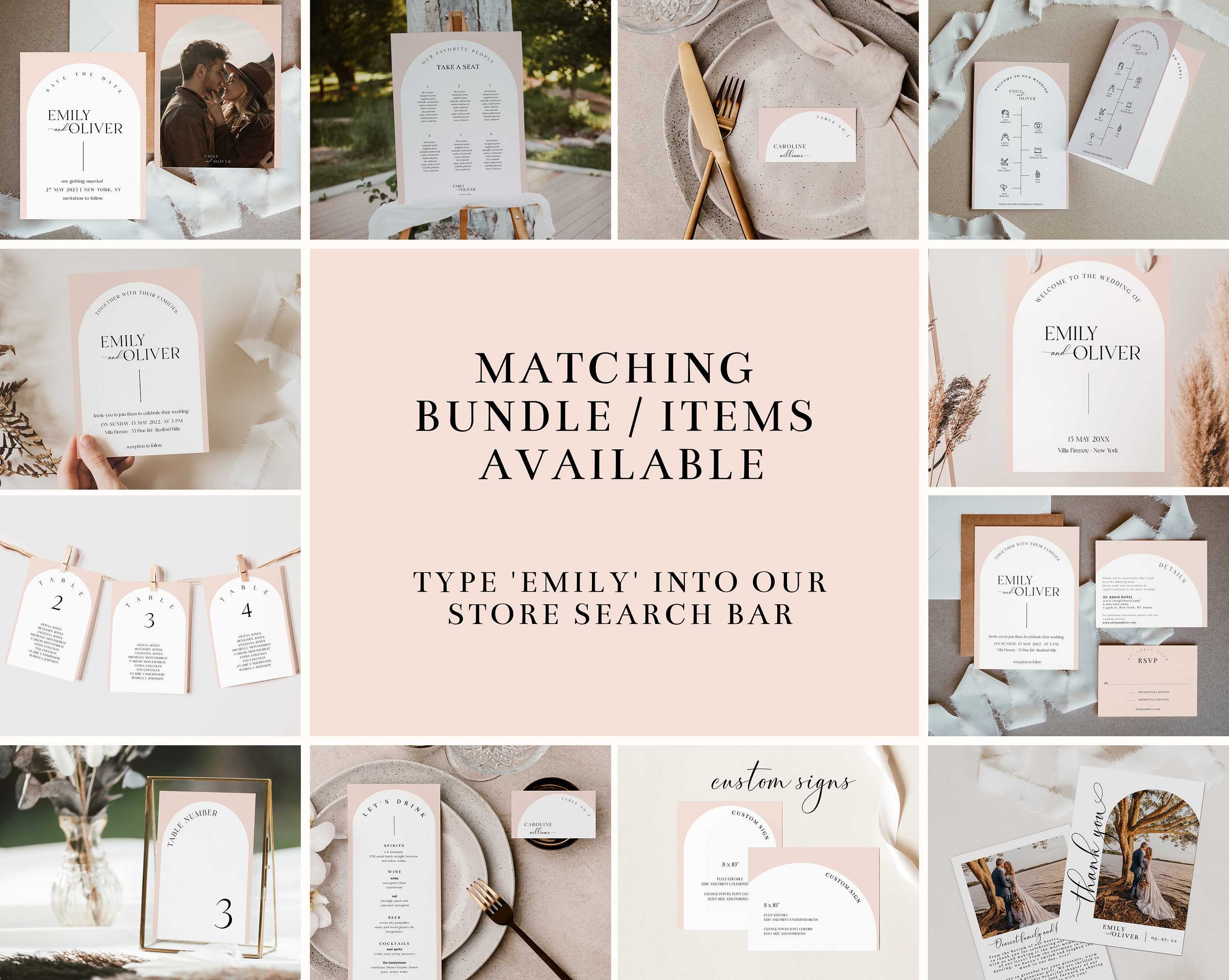 Arch Wedding Invitation Suite Template,  Boho Wedding, RSVP, Details, Instant Do - image 10