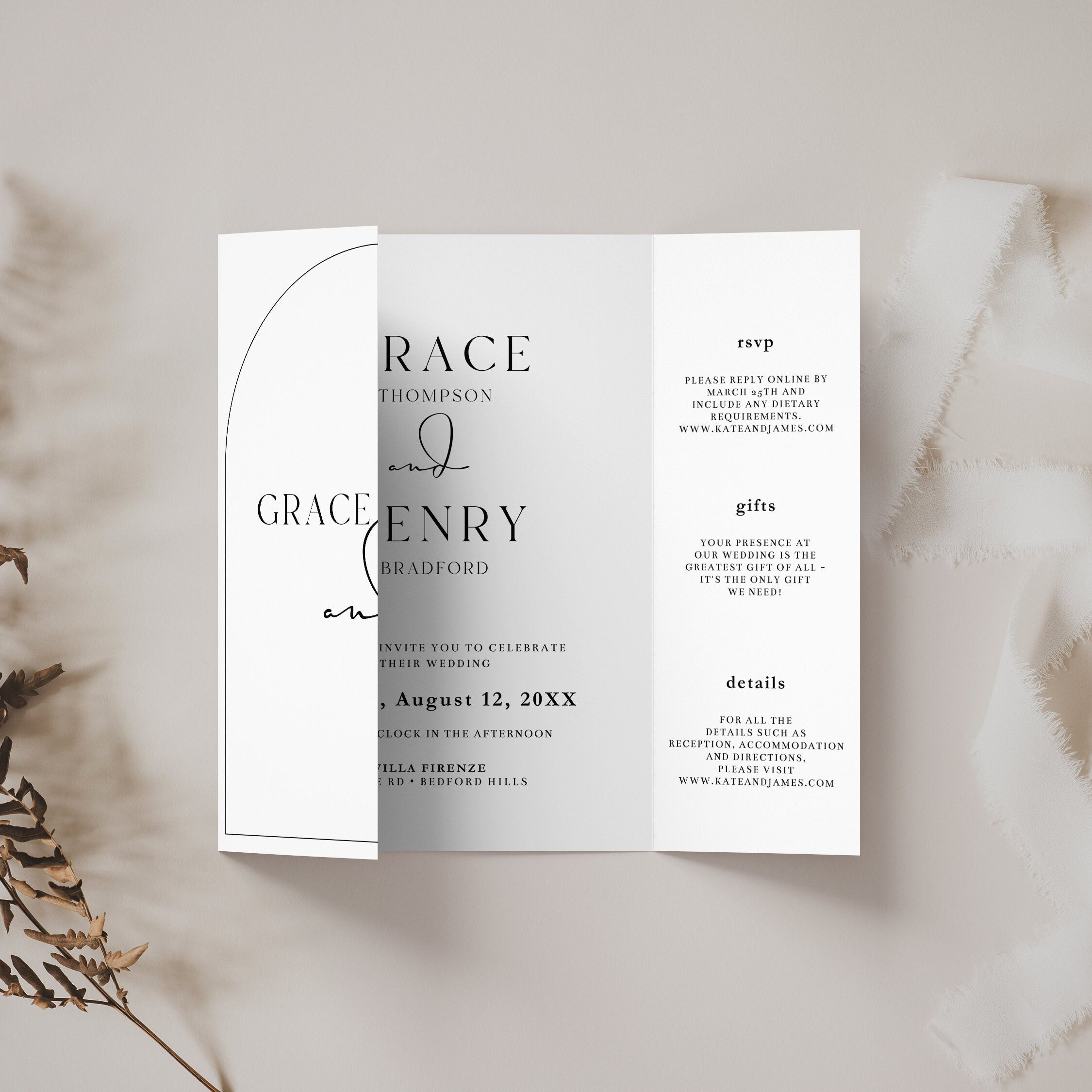 Minimalist Photo Wedding Invitation Template, Canva (Instant Download) — additional design view