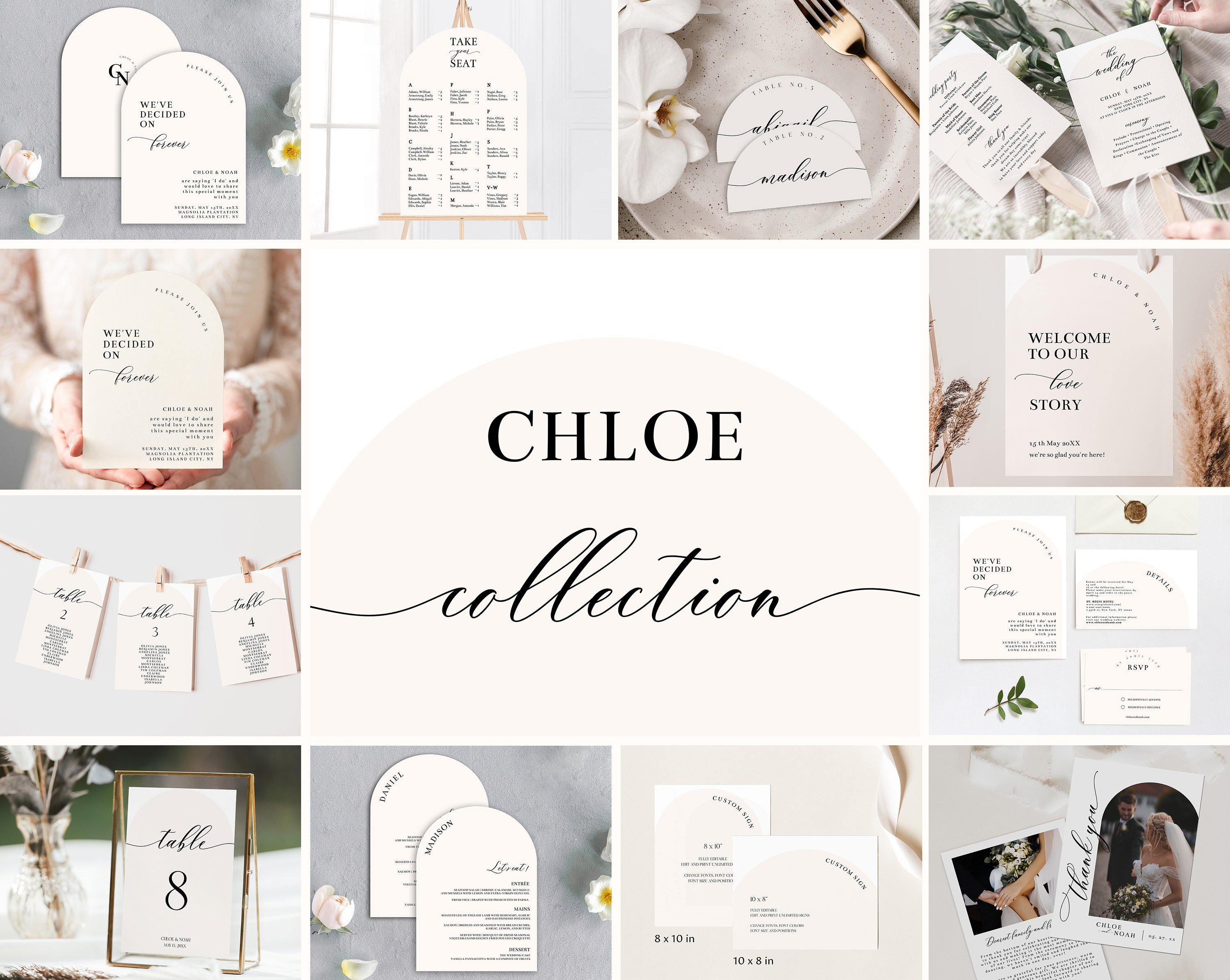 Arched Wedding Bundle, Arch Wedding Stationary, Instant Download, #CHLOE
