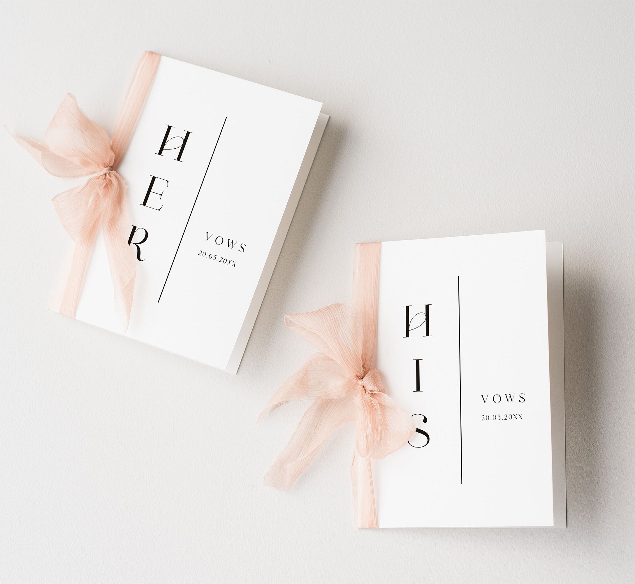 Elegant Wedding Vow Book Template: His & Hers, Editable Canva Cards (Instant Download) — print size and layout preview