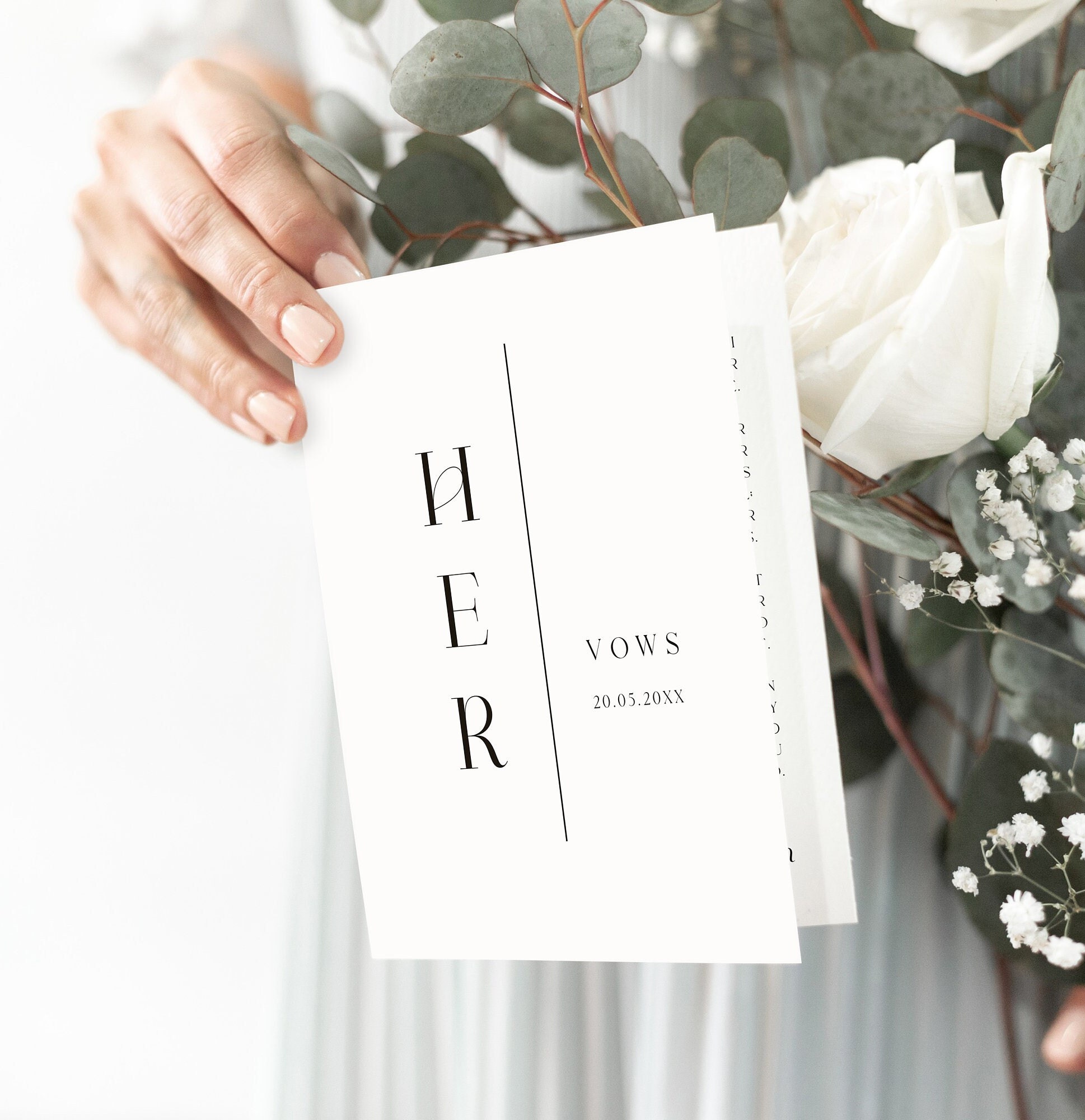 Elegant Wedding Vow Book Template: His & Hers, Editable Canva Cards (Instant Download) — second design layout