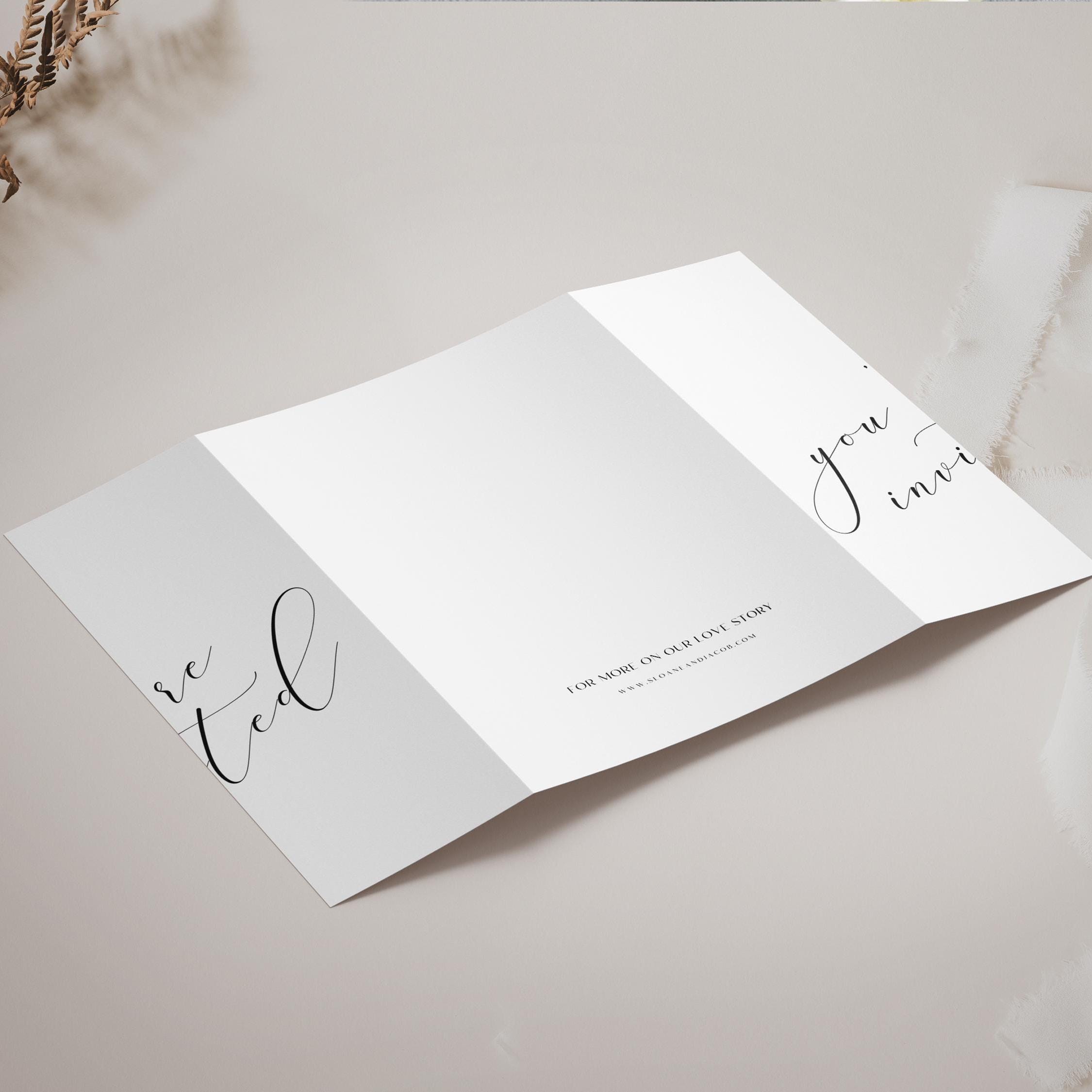 Elopement Photo Wedding Invitation Template, Modern Minimalist Gatefold (Canva T - image 10