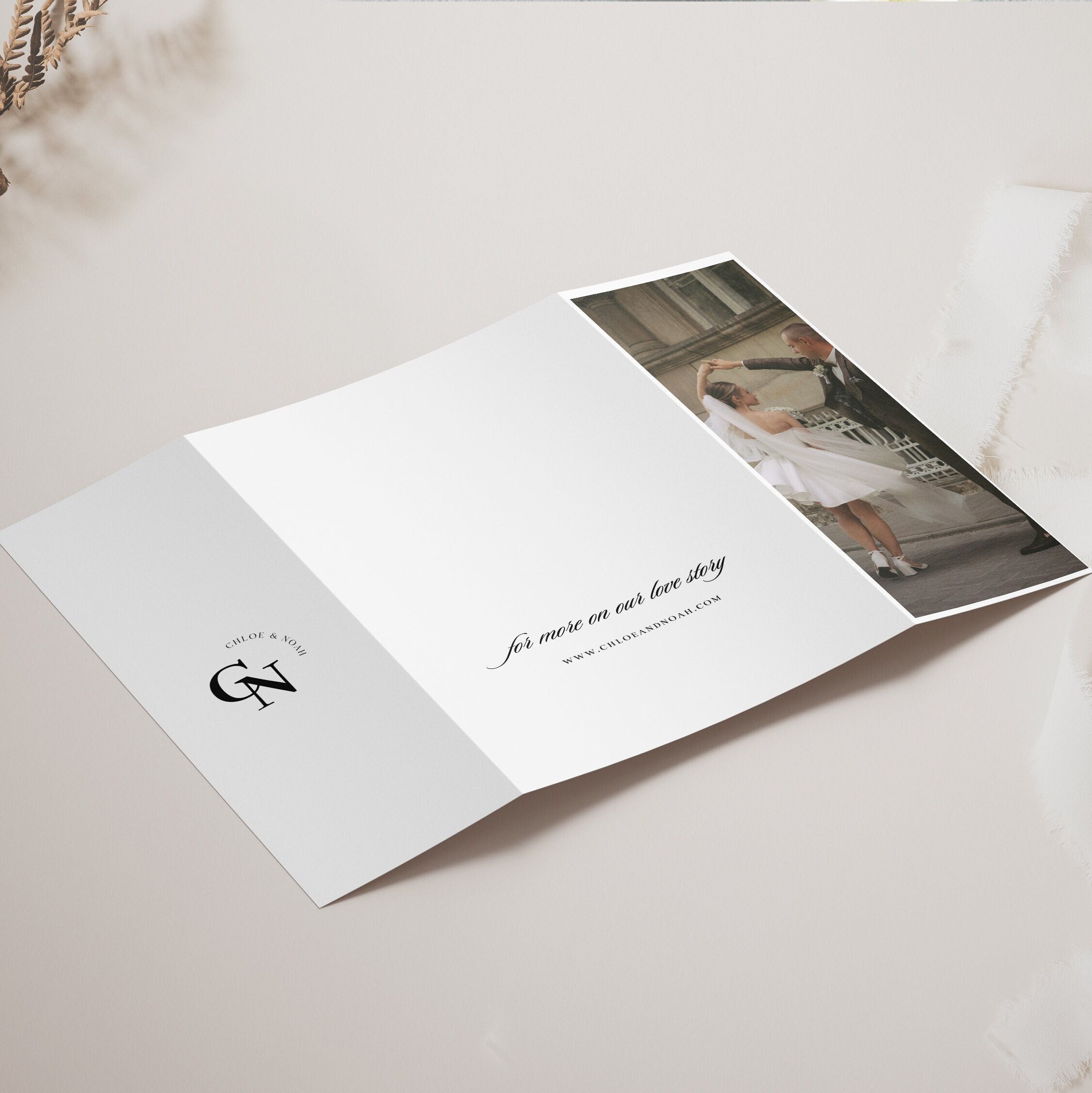 Foto Klappkarte, Hochzeitseinladung, minimalistisches Design (SOFORT DOWNLOAD) — alternative Farbvariante