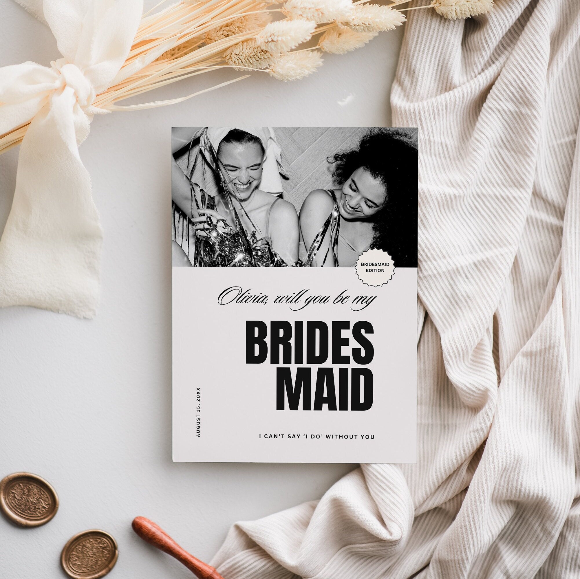 Magazine Style Bridesmaid Proposal Card, Canva Will You Be My Bridesmaid, Printa