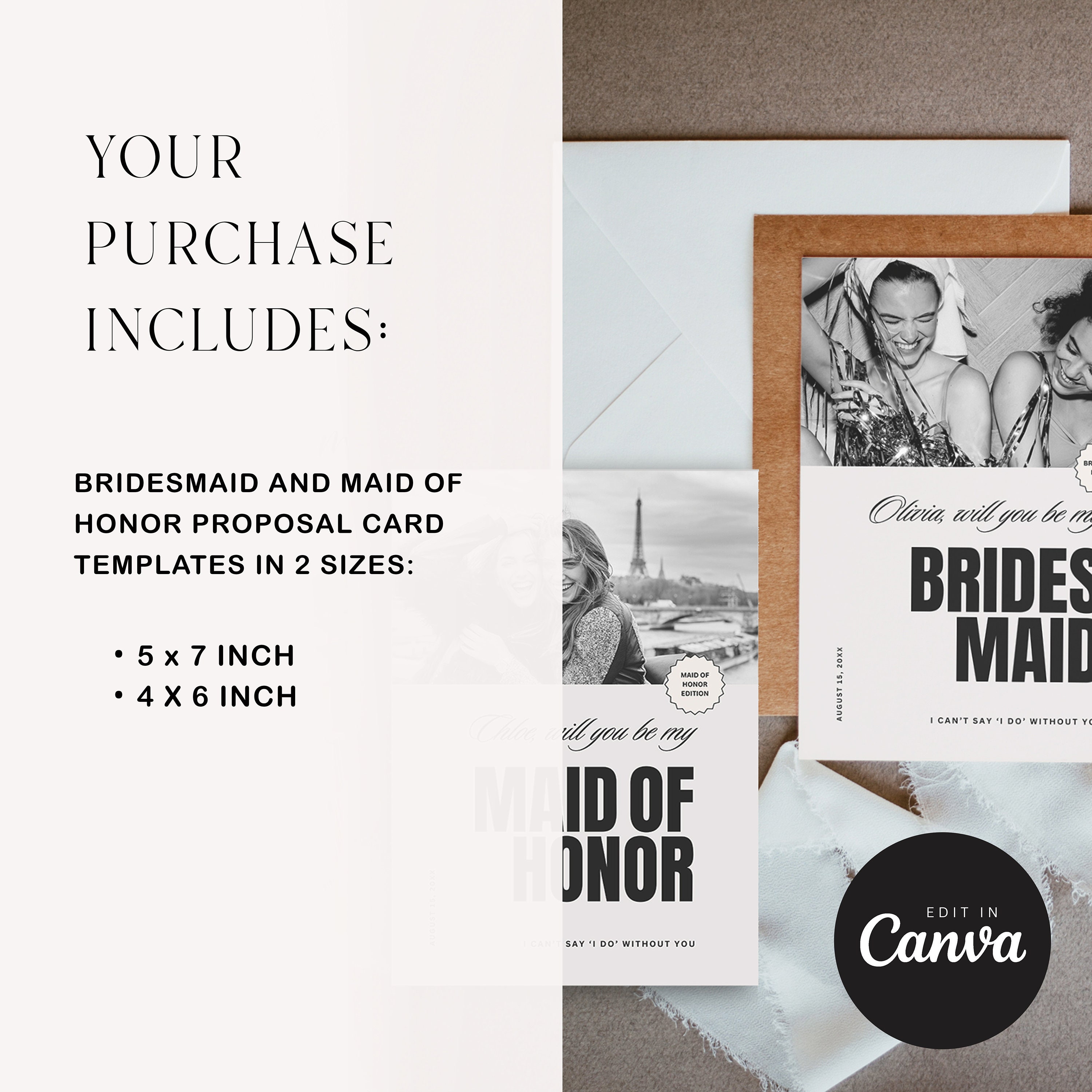 Magazine Style Bridesmaid Proposal Card, Canva Will You Be My Bridesmaid, Printa - image 2