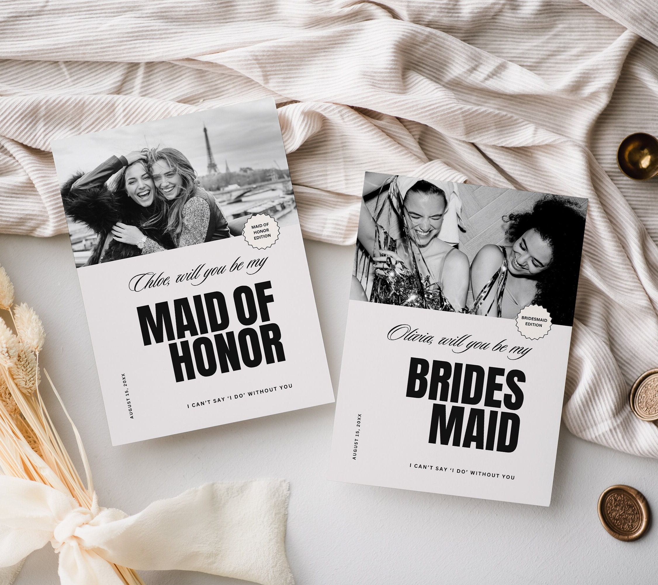Magazine Style Bridesmaid Proposal Card, Canva Will You Be My Bridesmaid, Printa - image 3