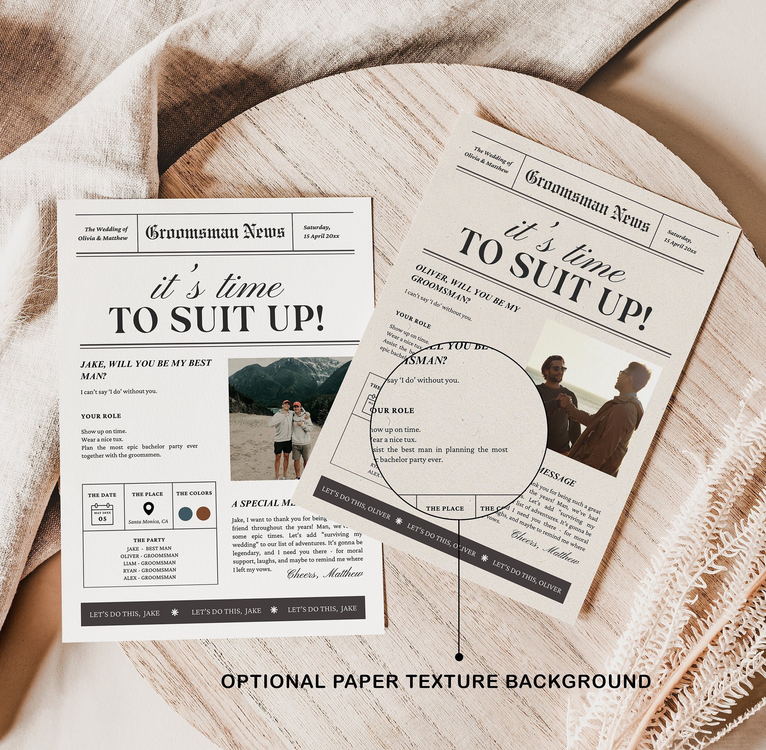 Newspaper Groomsmen Proposal Template, Suit Up Card (Canva, Instant Download) - image 3