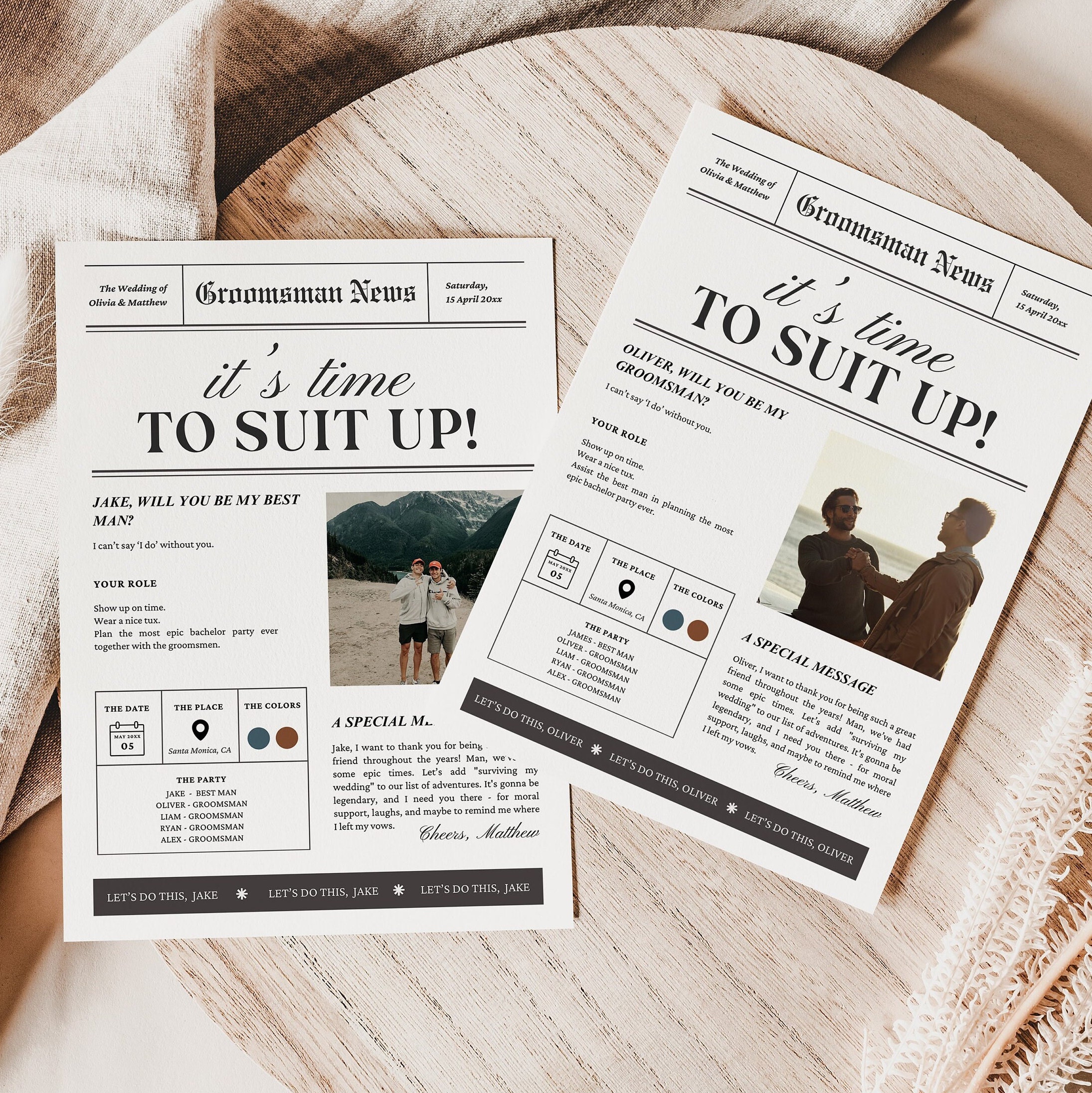 Newspaper Groomsmen Proposal Template, Suit Up Card (Canva, Instant Download) - image 10