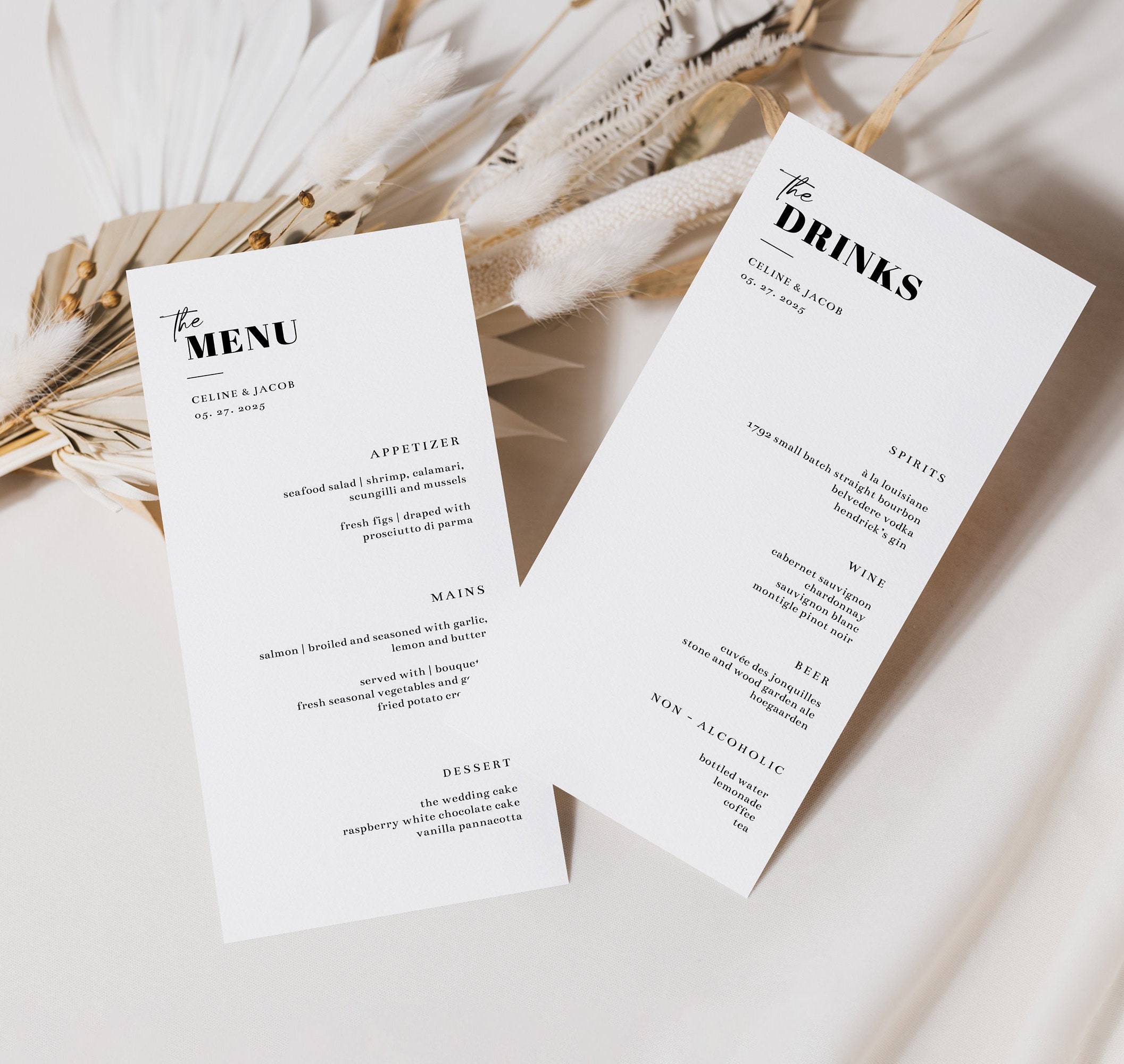 Minimalist Wedding Menu Template, Modern Font (Instant Download) - image 2