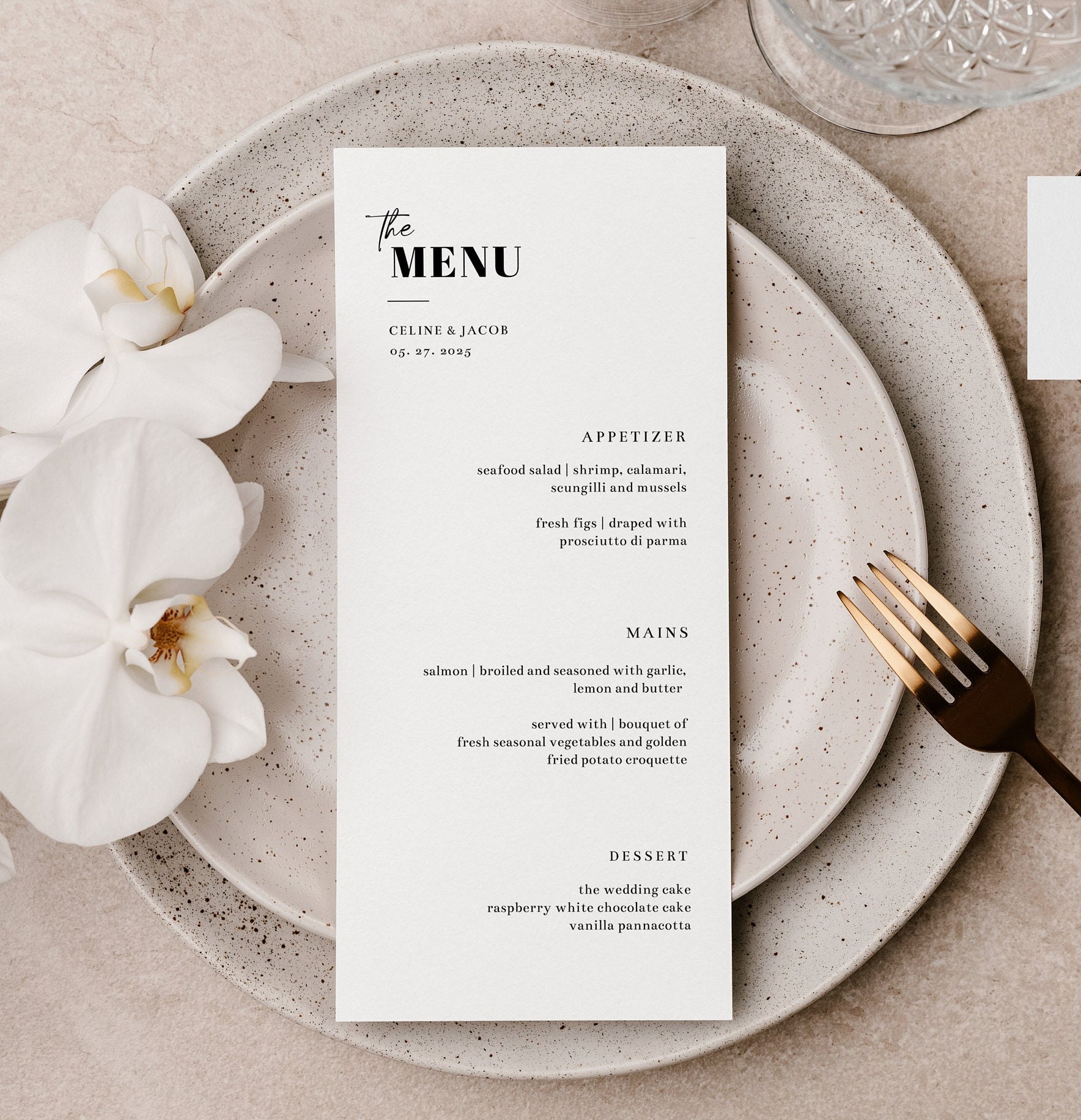 Minimalist Wedding Menu Template, Modern Font (Instant Download) - image 3