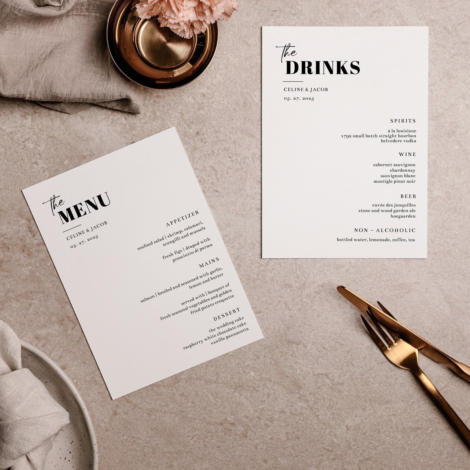 Minimalist Wedding Menu Template, Modern Font (Instant Download) - image 4