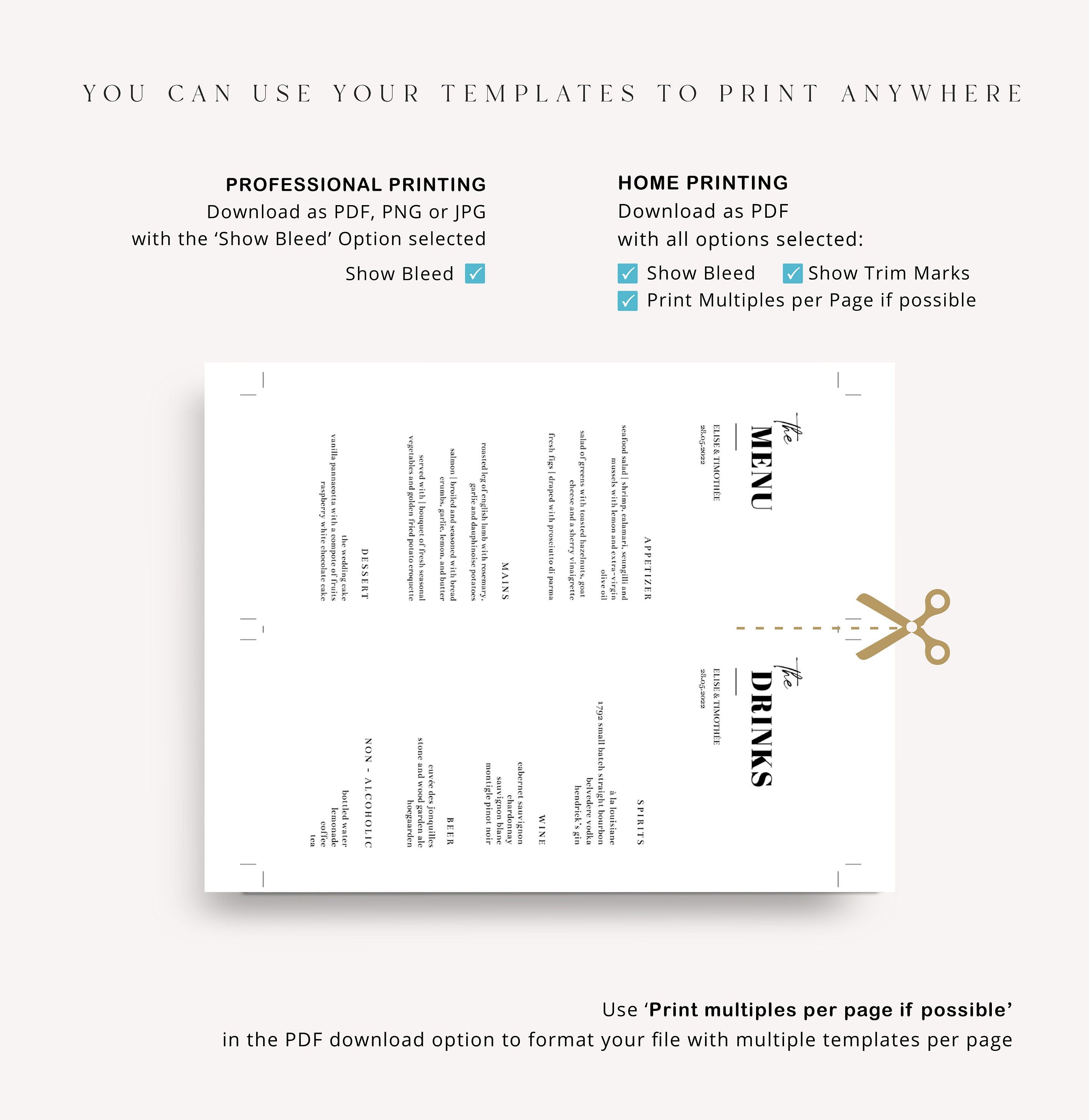 Minimalist Wedding Menu Template, Modern Font (Instant Download) - image 6