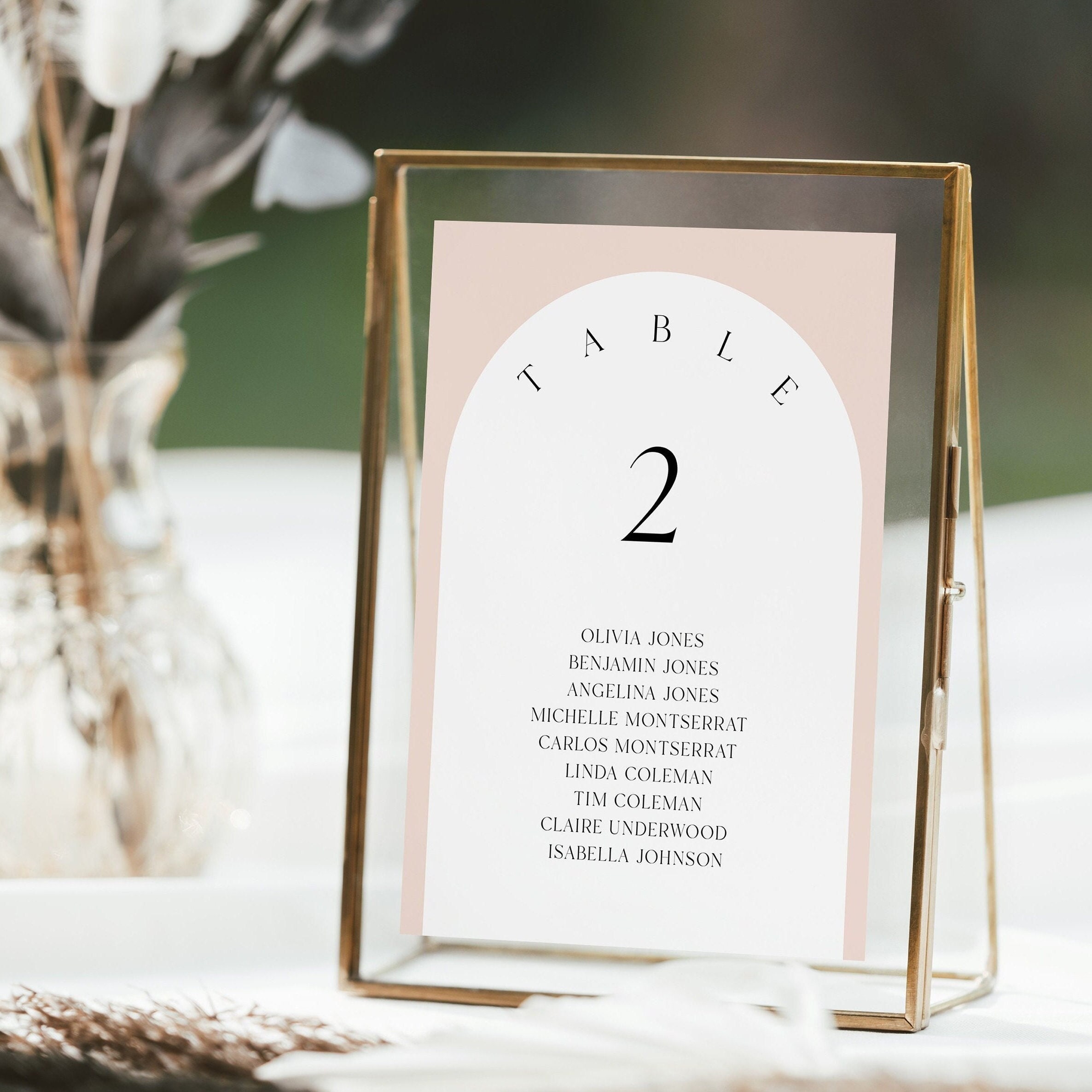 Arched Wedding Seating Cards Template, Minimalist Design (Instant Download)
