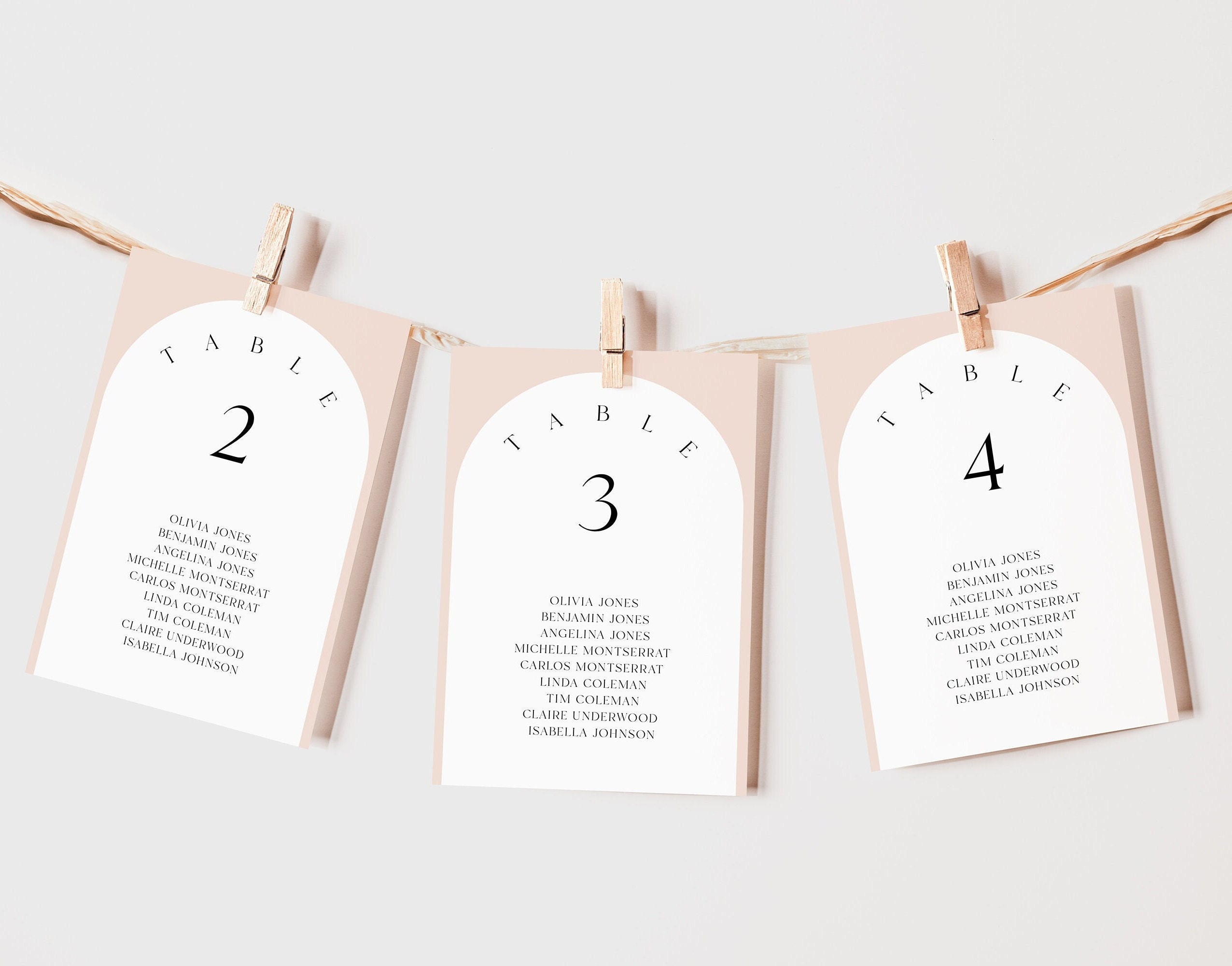 Arched Wedding Seating Cards Template, Minimalist Design (Instant Download) - image 2