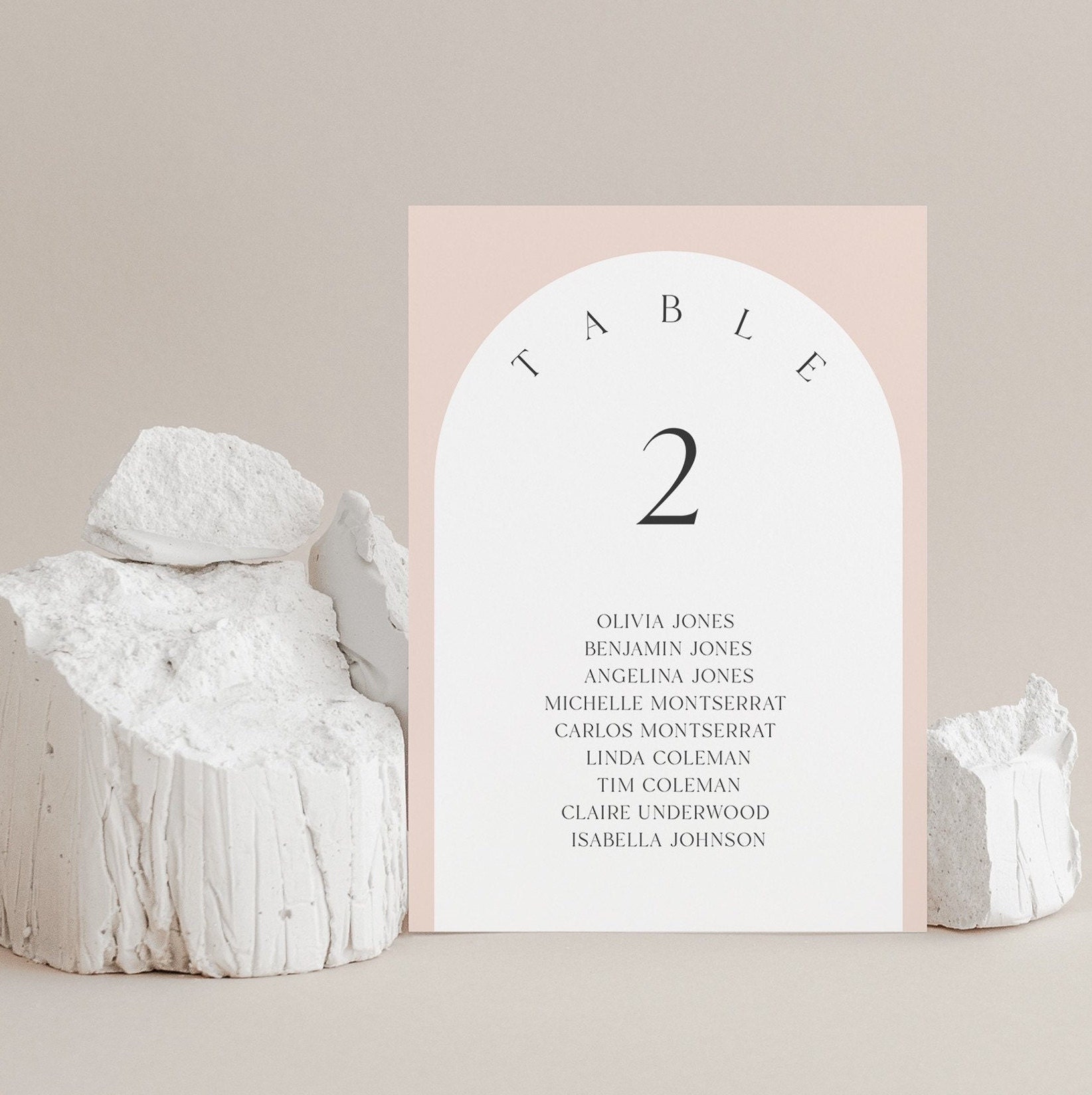 Arched Wedding Seating Cards Template, Minimalist Design (Instant Download) - image 3