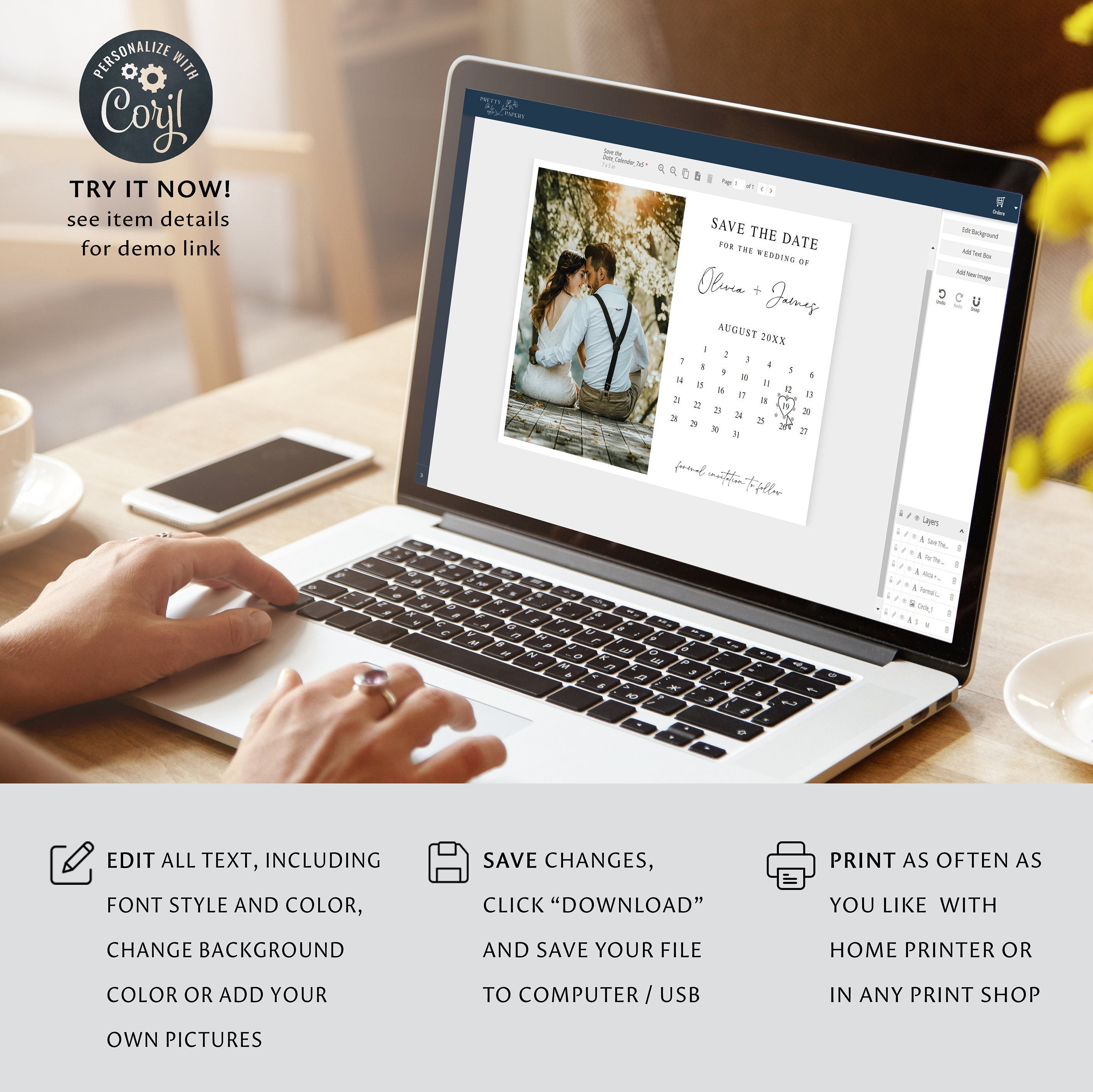 Photo Calendar Save the Date Template, Wedding Announcement, INSTANT DOWNLOAD - image 6