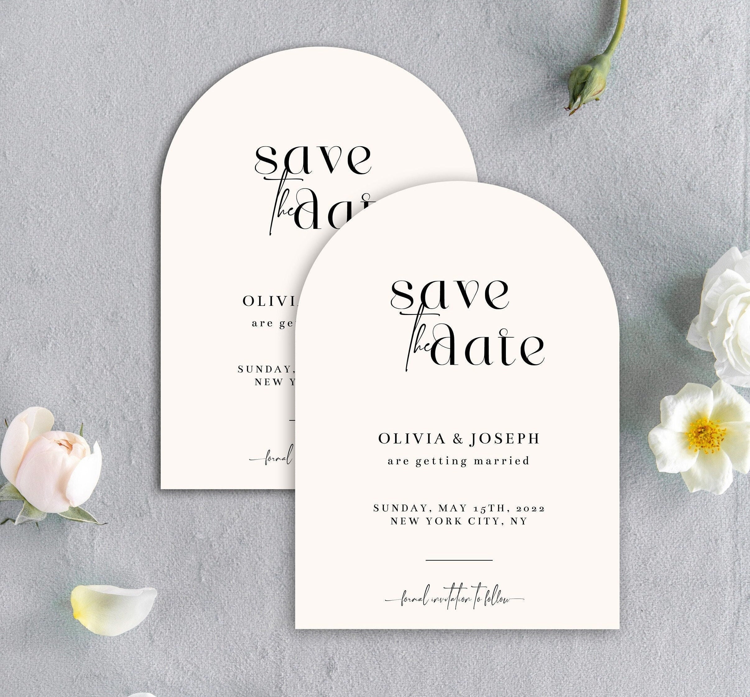 Arch Save the Date Cards Template, Save the Dates, Instant Download
