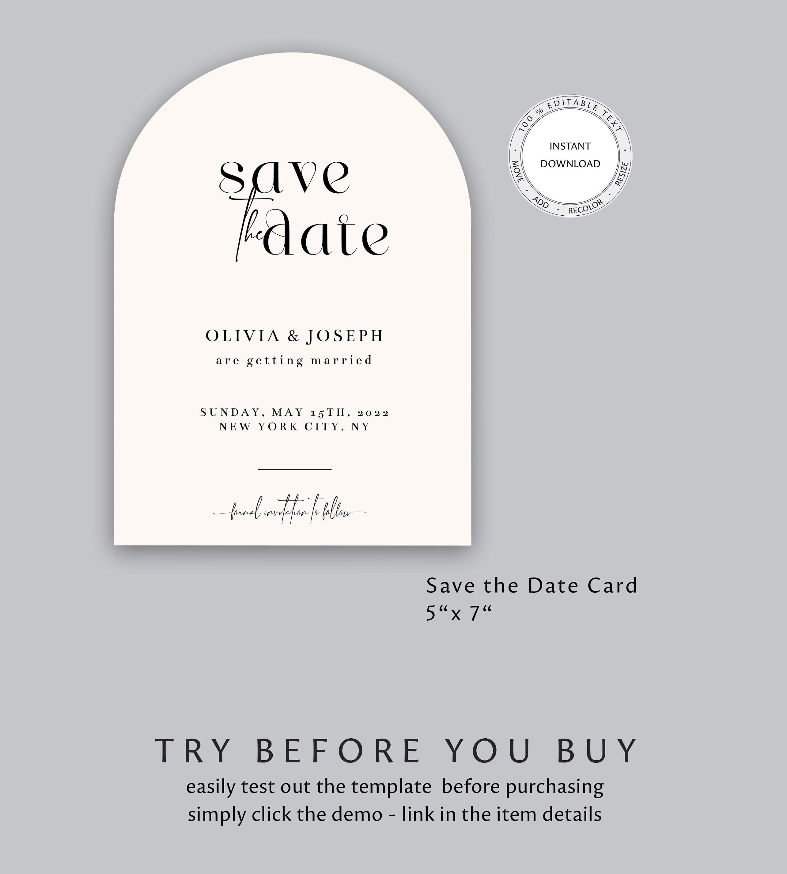 Arch Save the Date Cards Template, Save the Dates, Instant Download - image 3
