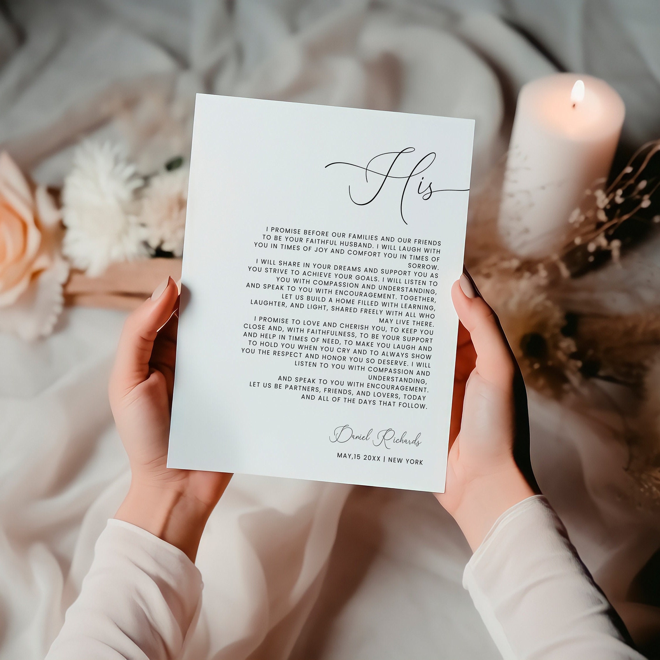 Wedding Vows Anniversary Gift Template, Minimalist Wall Art (INSTANT DOWNLOAD) - image 3