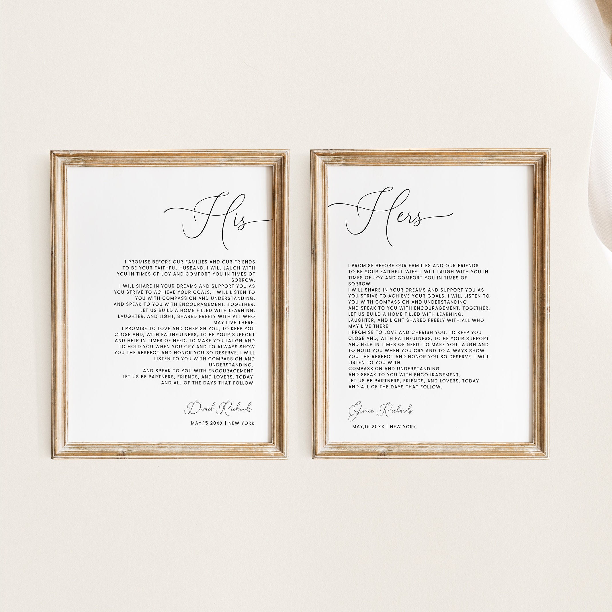 Wedding Vows Anniversary Gift Template, Minimalist Wall Art (INSTANT DOWNLOAD) - image 4