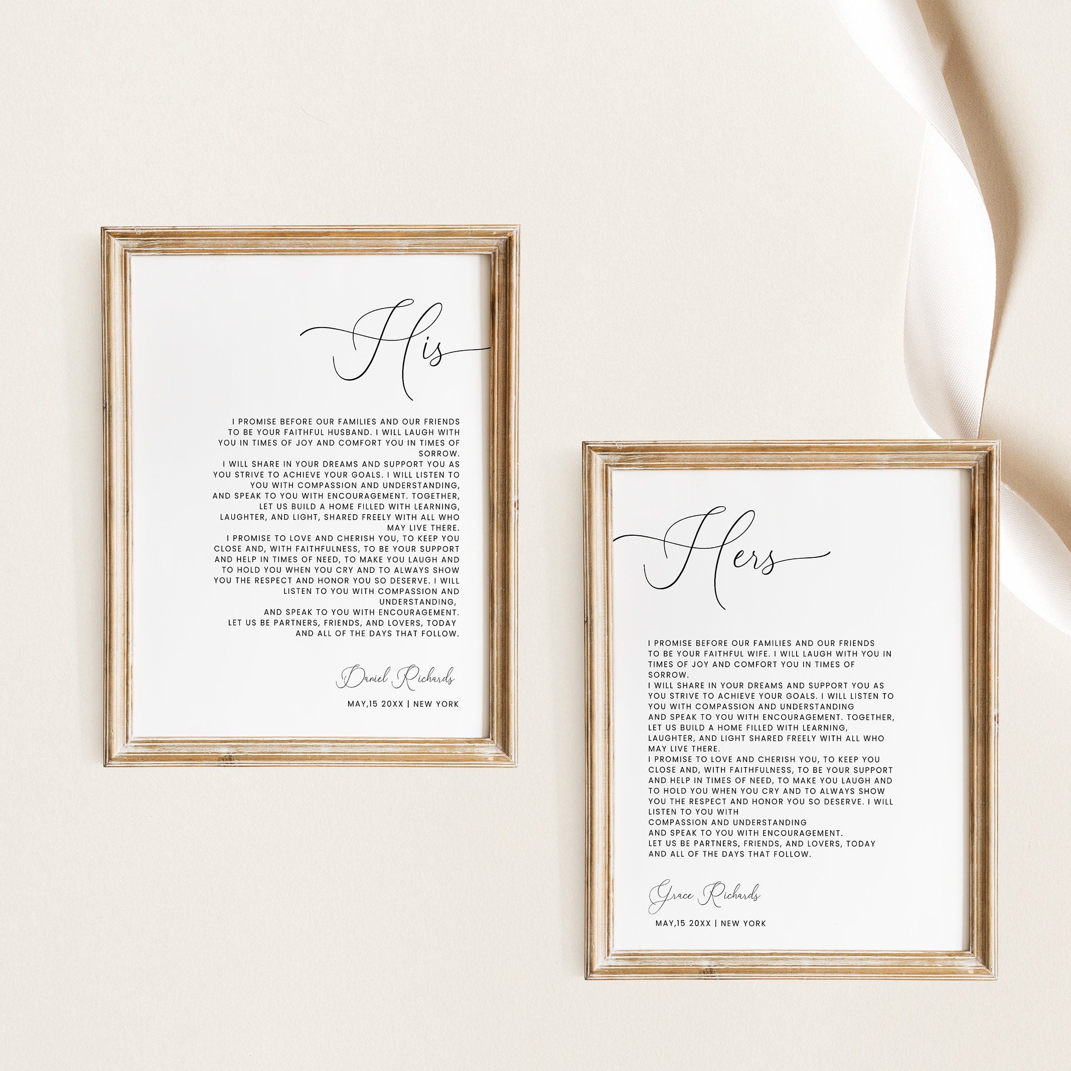 Wedding Vows Anniversary Gift Template, Minimalist Wall Art (INSTANT DOWNLOAD) - image 6