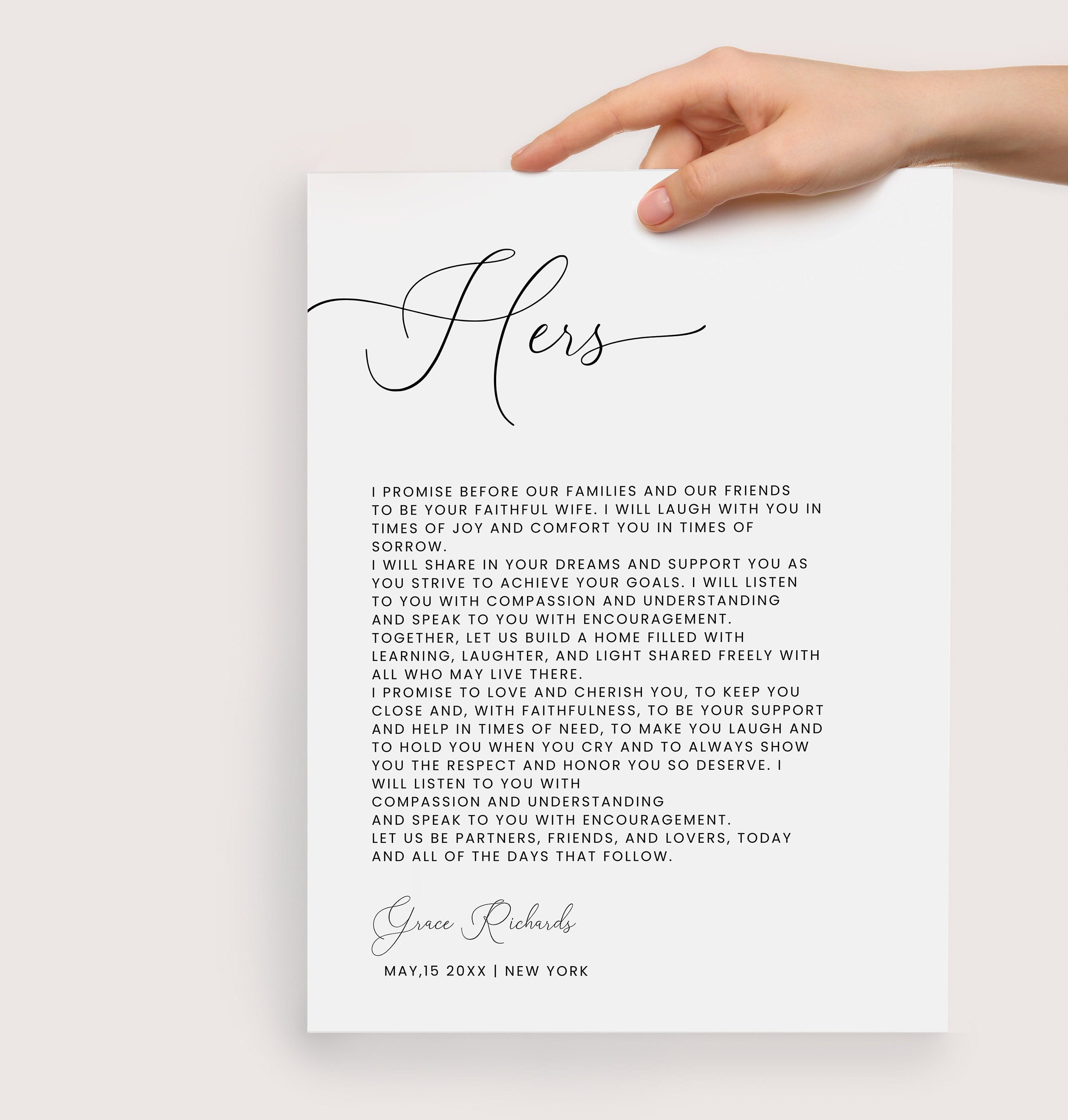 Wedding Vows Anniversary Gift Template, Minimalist Wall Art (INSTANT DOWNLOAD) - image 8