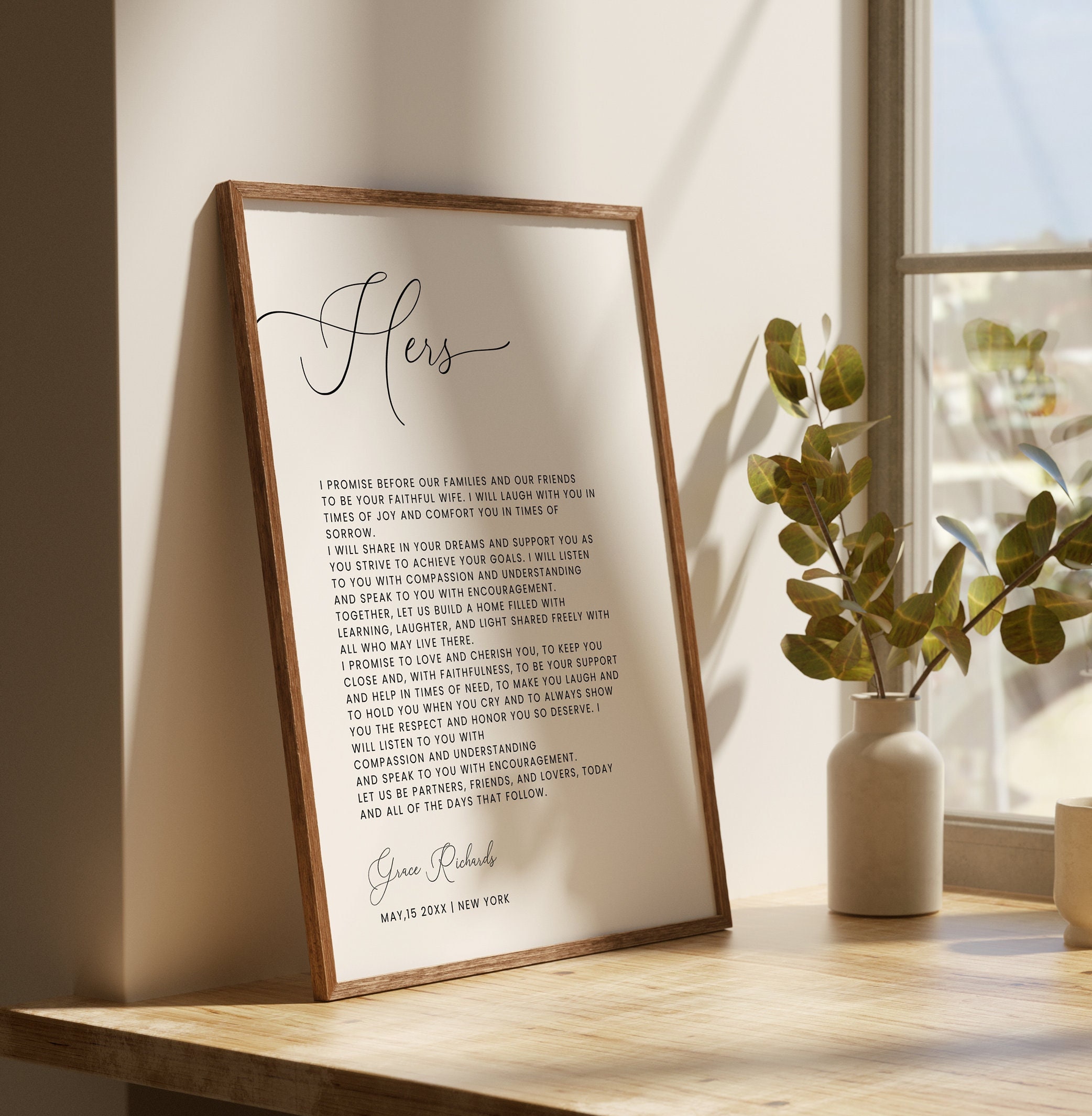 Wedding Vows Anniversary Gift Template, Minimalist Wall Art (INSTANT DOWNLOAD) - image 10