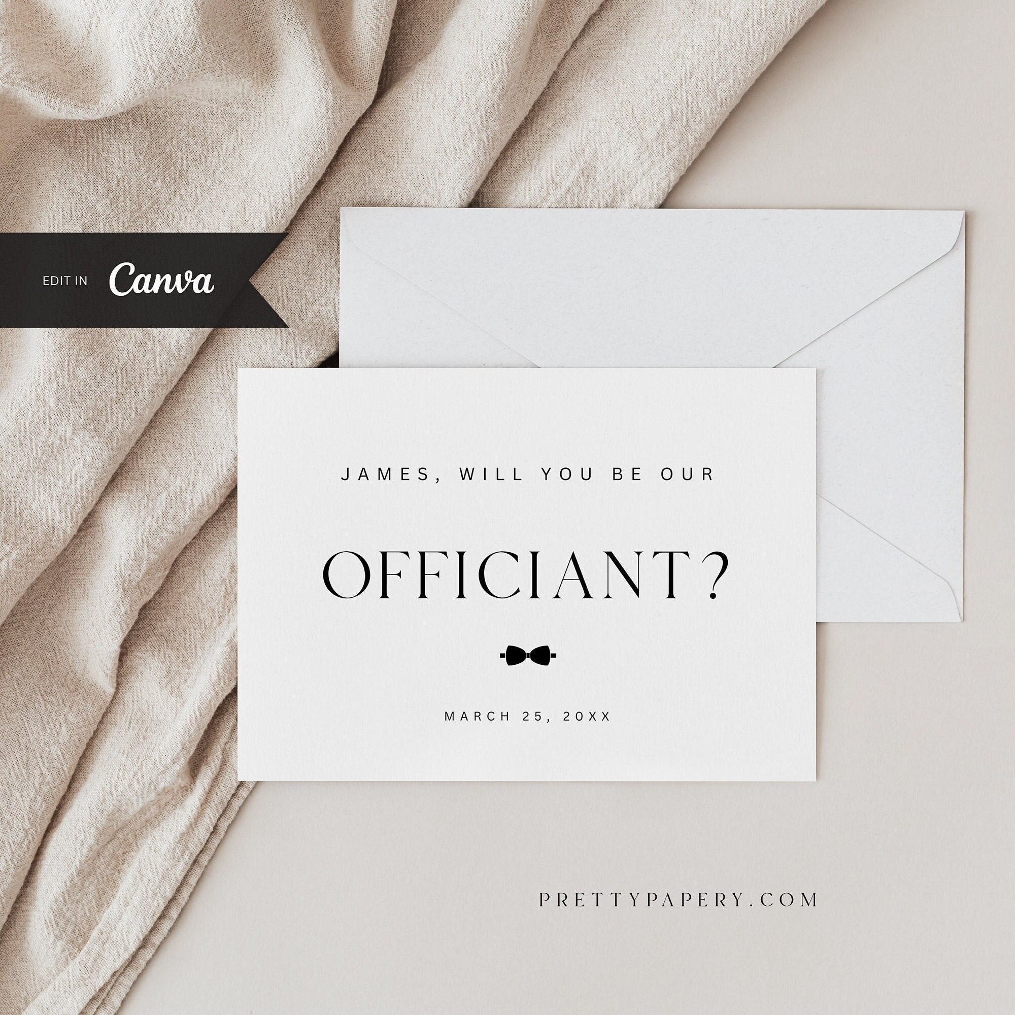 Elegant Officiant Proposal Card Template, Canva Editable (Instant Download)