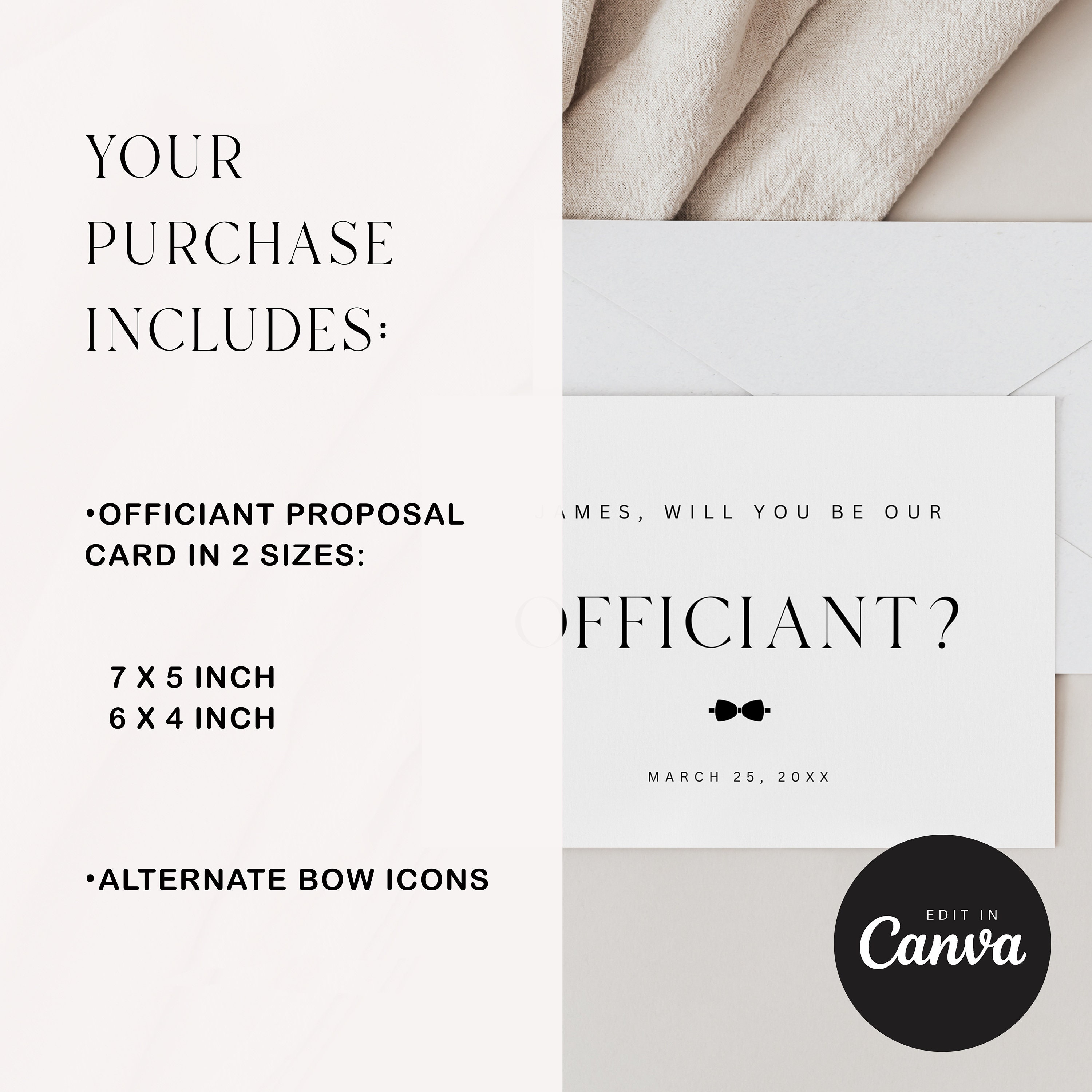 Elegant Officiant Proposal Card Template, Canva Editable (Instant Download) - image 3
